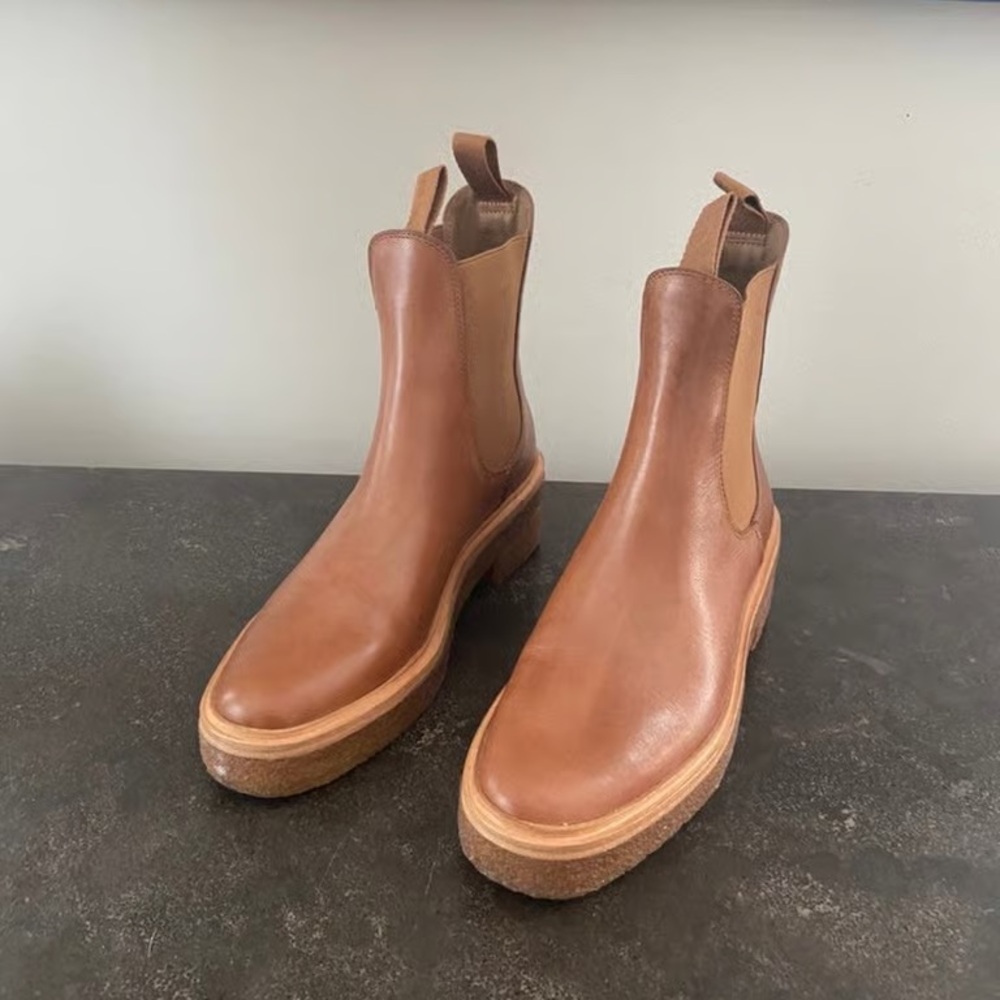 Loeffler Randall Chestnut Leather Chelsea Platform Booties
